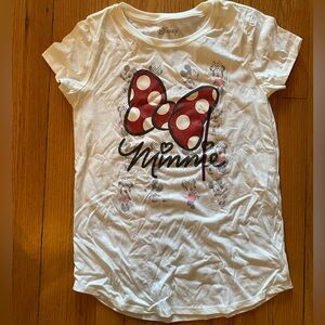 Disney Minnie Mouse White Tee with Red Bow. Girls XL (14-16). New